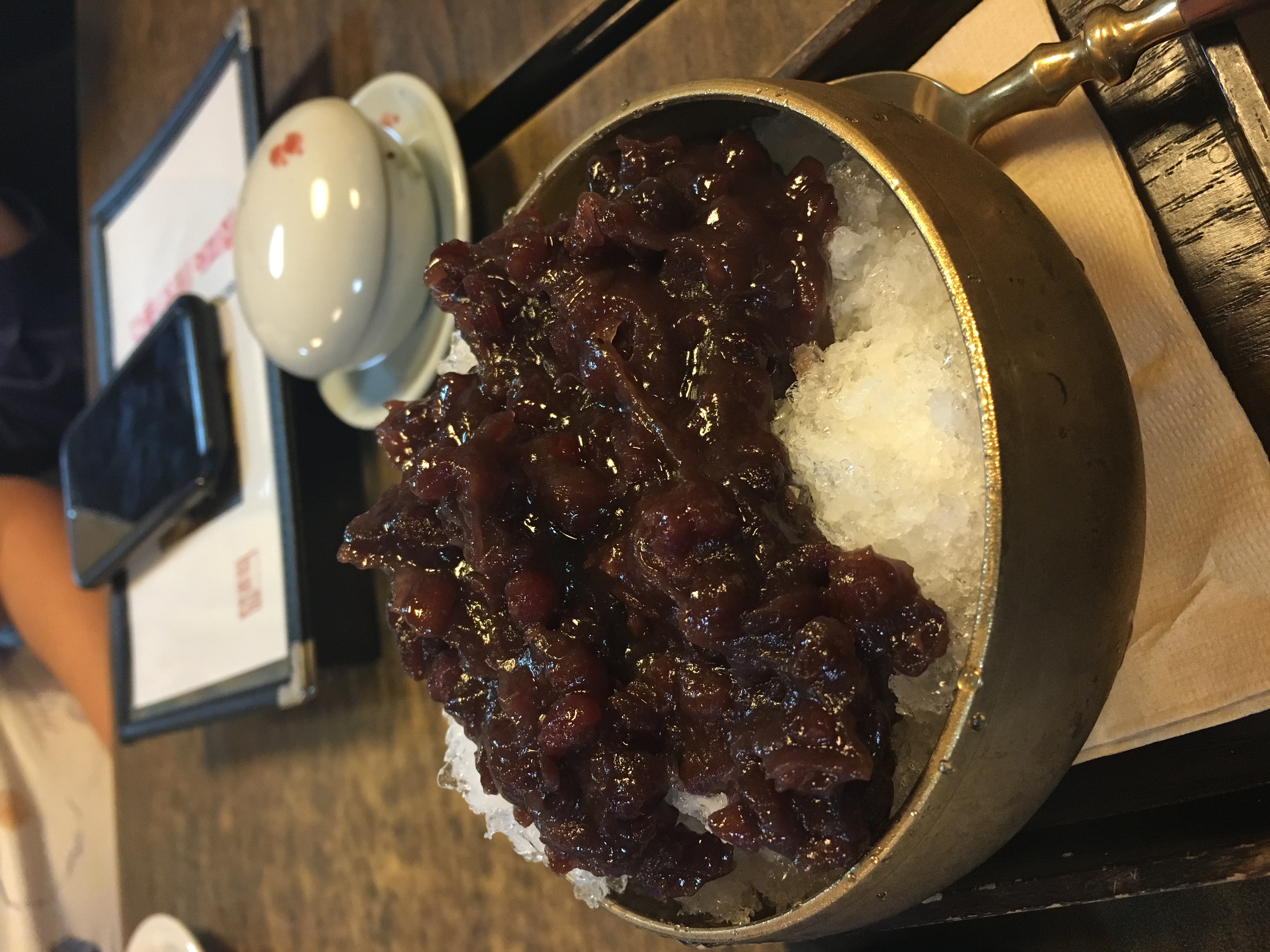 Patbingsu, Korean shaved-ice with the red beans.