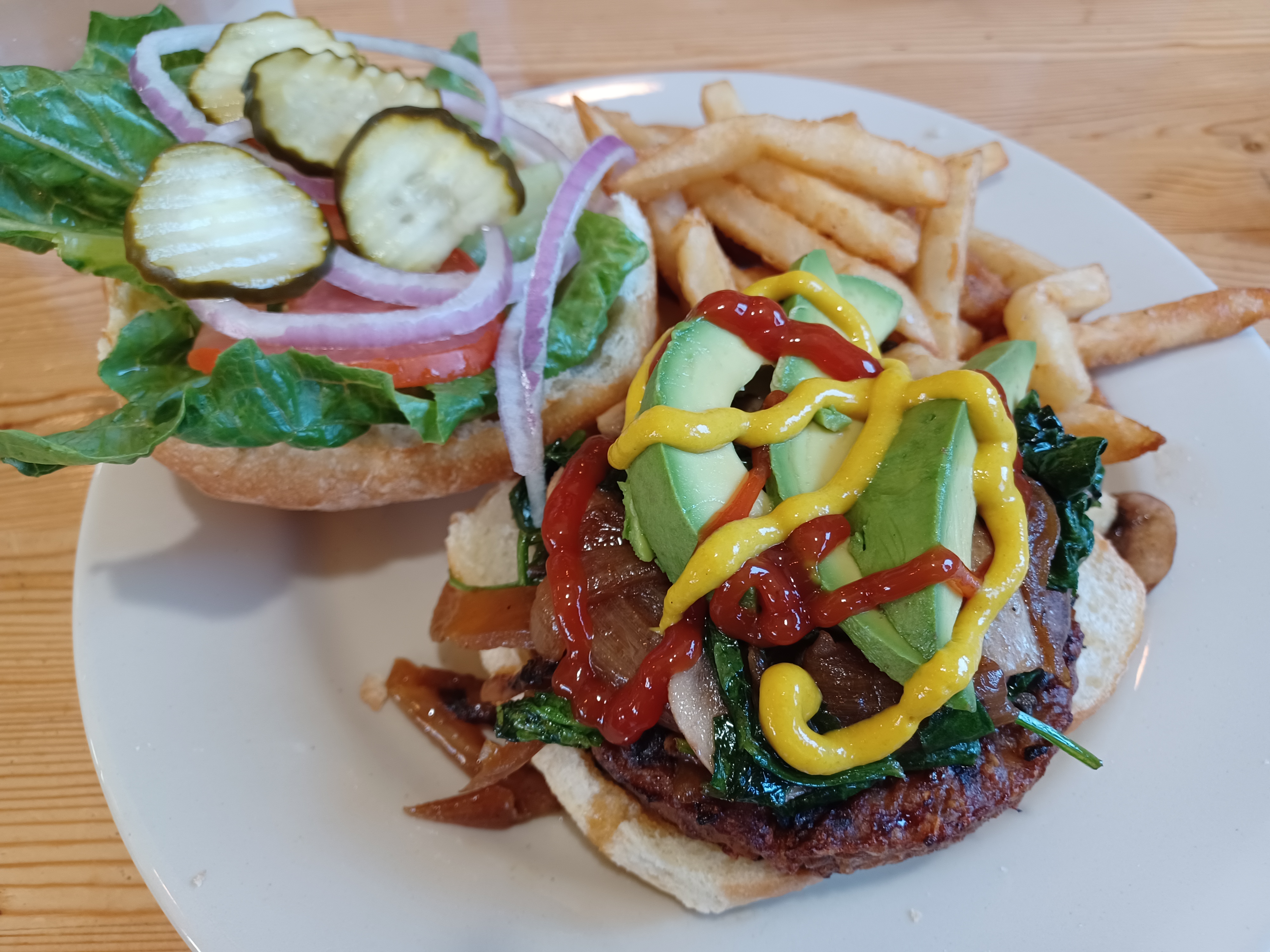 Vegan Supreme (Beyond burger) served at Priest Station Cafe & Store, Priest, California.