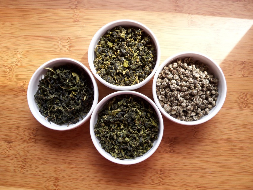 Four GreenTeas in White Bowls #1