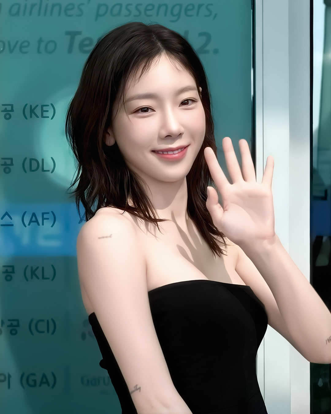Taeyeon at Incheon International Airport on June 9, 2023, departing for 'The Odd of Love' concert in Hong Kong.