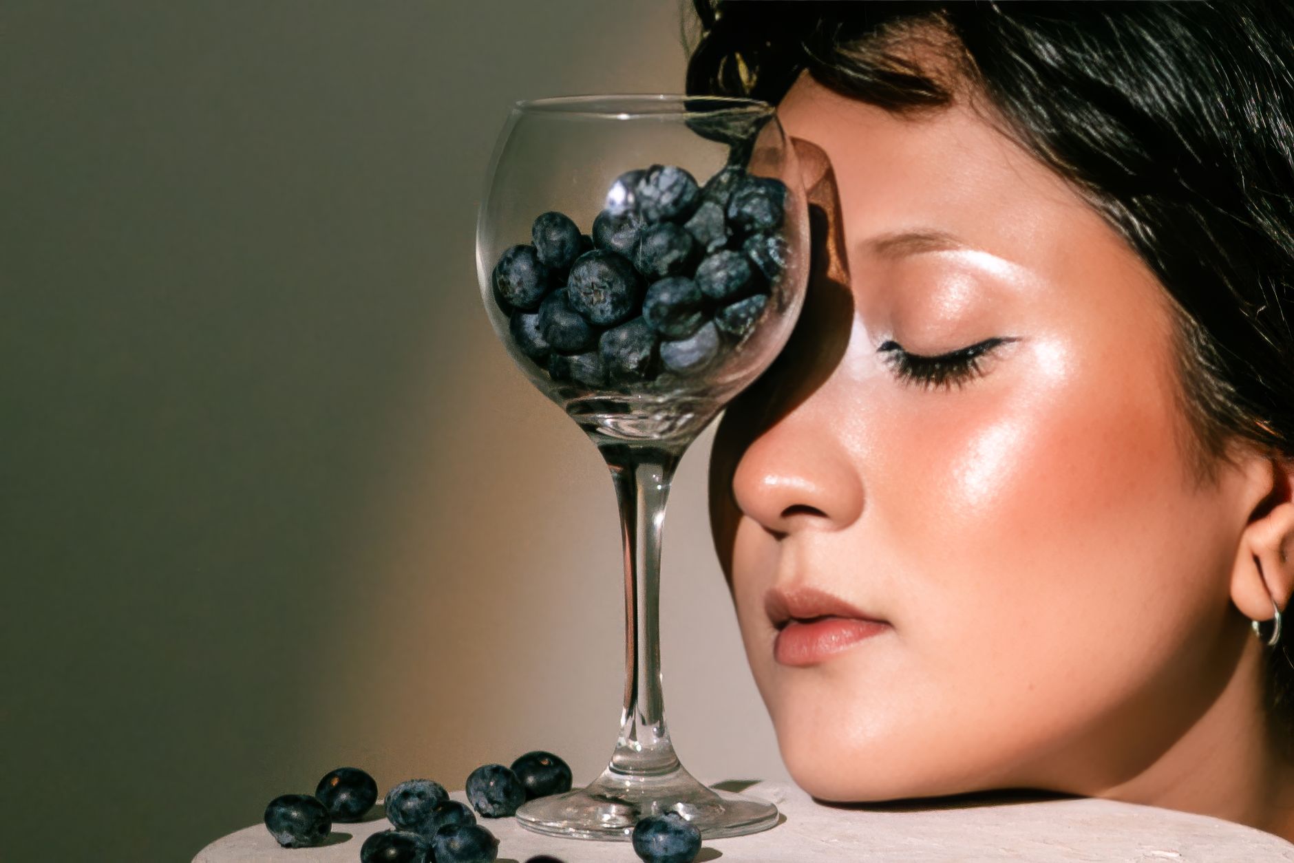 A close-up of dewy, luminous glass skin, the Korean skincare ideal.